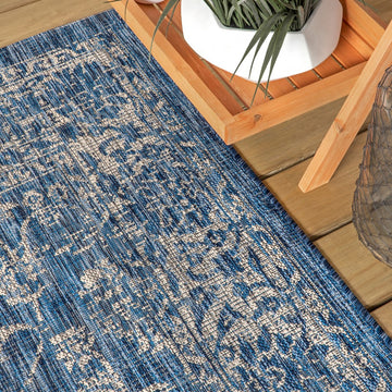 Tela Bohemian Textured Weave Floral Indoor/outdoor Area Rug